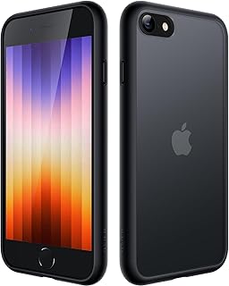 JETech Matte Case for iPhone SE 3/2 (2022/2020), iPhone 8/7, 4.7-Inch, Shockproof Military Grade Drop Protection, Frosted Translucent Back Phone Cover, Anti-Fingerprint (Black)